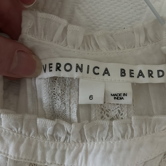 Veronica Beard Tamsyn Blouse Lace Ruffled Flutter Sleeve Off White size 6 - Picture 2 of 5